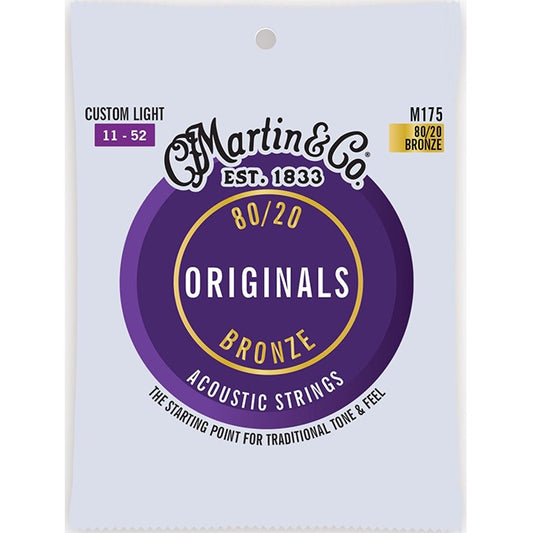 Martin 80/20 Bronze Wound Guitar Strings Custom Light