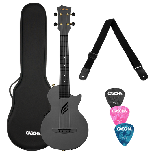 CASCHA Black Carbon Fibre Ukulele Set